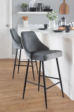 Velvet Upholstered Counter Stools, Set Of 2-Kirkland's Home Sale