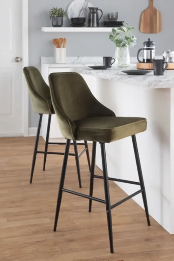 Velvet Upholstered Counter Stools, Set Of 2-Kirkland's Home Outlet