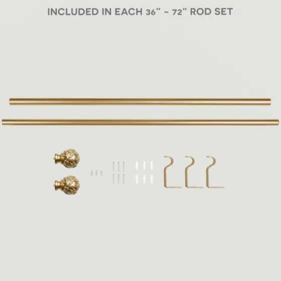 Vine Motif Gold Curtain Rod & Finial Set, 72 In.-Kirkland's Home Shop