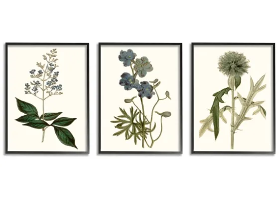 Vintage Blue Flowers Framed Art Prints, Set Of 3-Kirkland's Home Shop