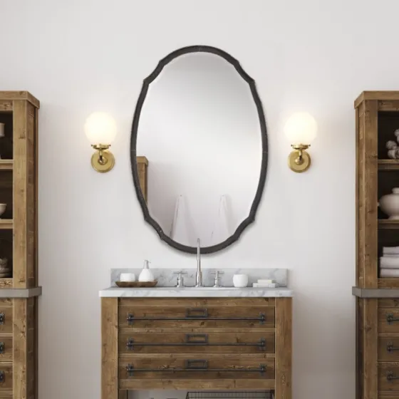 Vintage Charcoal Concaved Oval Mirror-Kirkland's Home Sale