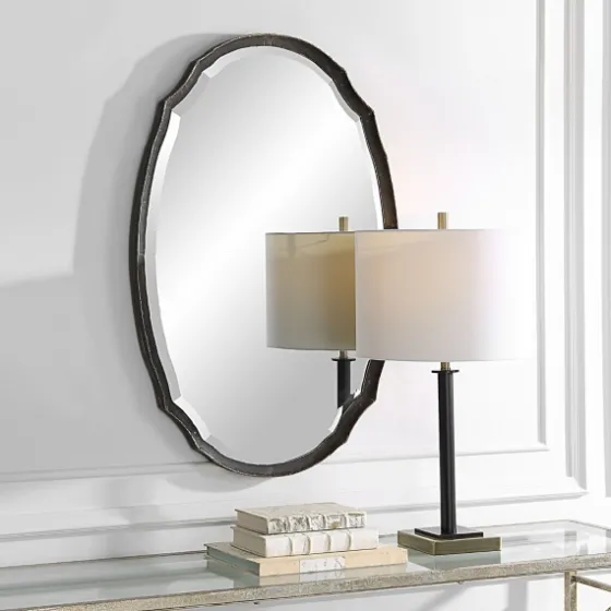 Vintage Charcoal Concaved Oval Mirror-Kirkland's Home Sale