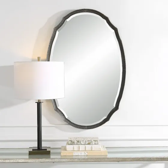 Vintage Charcoal Concaved Oval Mirror-Kirkland's Home Sale
