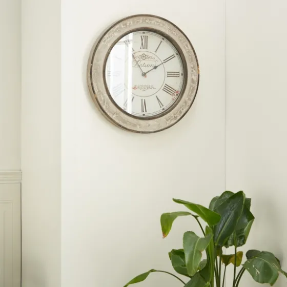 Vintage Cream Rust Round Framed Wall Clock-Kirkland's Home Discount