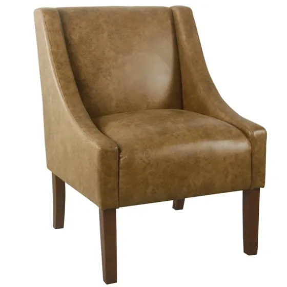 Vintage Faux Leather Swoop Accent Chair-Kirkland's Home New