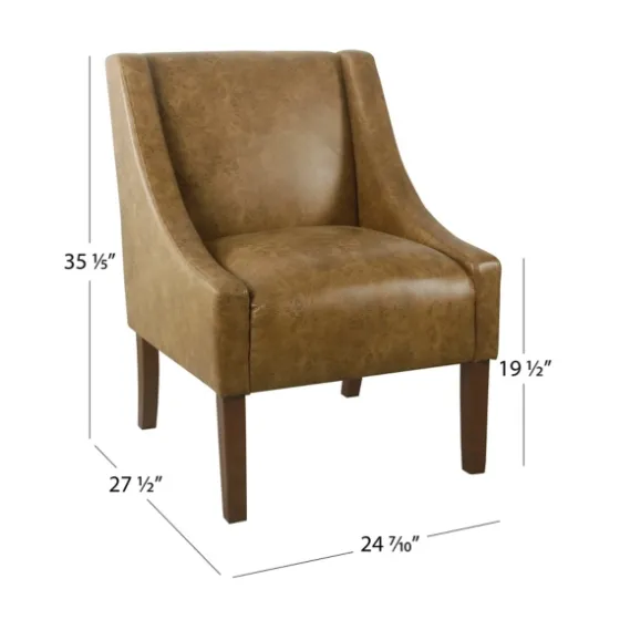 Vintage Faux Leather Swoop Accent Chair-Kirkland's Home New
