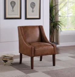Vintage Faux Leather Swoop Accent Chair-Kirkland's Home New