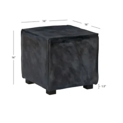 Vintage Finish Leather Cube Ottoman-Kirkland's Home Online
