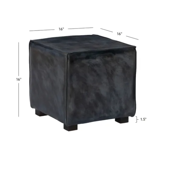 Vintage Finish Leather Cube Ottoman-Kirkland's Home Online