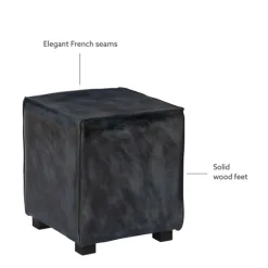 Vintage Finish Leather Cube Ottoman-Kirkland's Home Online