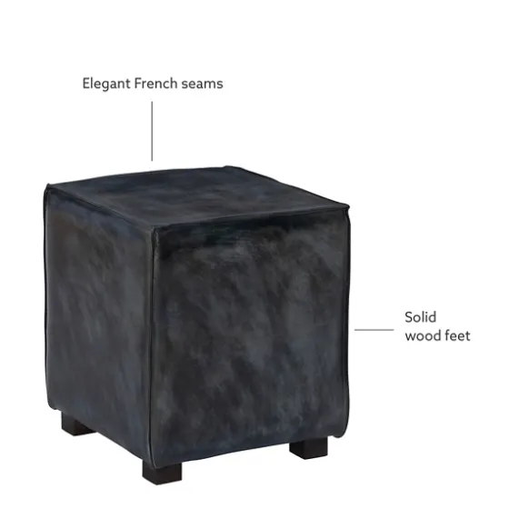 Vintage Finish Leather Cube Ottoman-Kirkland's Home Online
