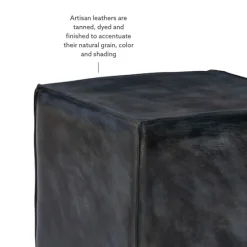 Vintage Finish Leather Cube Ottoman-Kirkland's Home Online