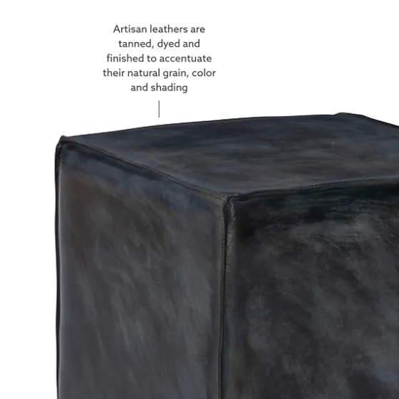 Vintage Finish Leather Cube Ottoman-Kirkland's Home Online