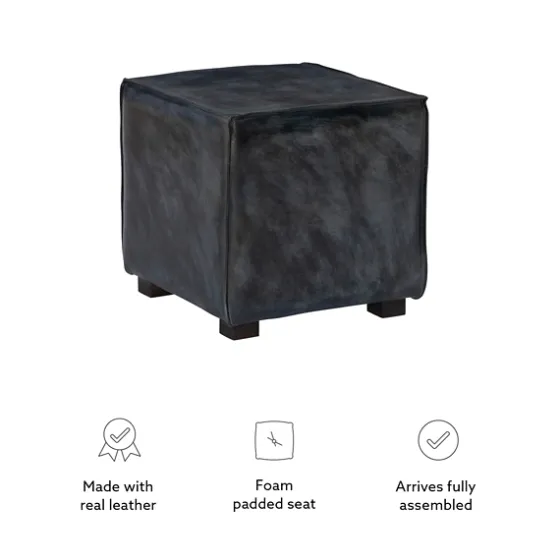 Vintage Finish Leather Cube Ottoman-Kirkland's Home Online