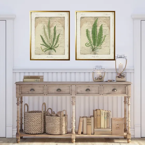 Vintage Green Ferns Framed Art Prints, Set Of 2-Kirkland's Home Outlet