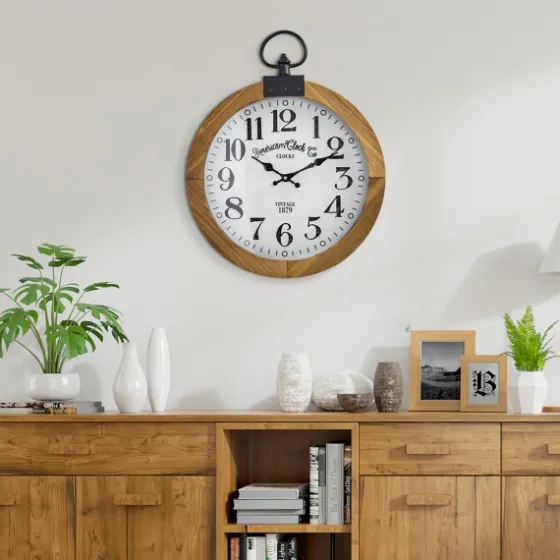 Vintage Pocket Watch Wooden Wall Clock-Kirkland's Home Discount