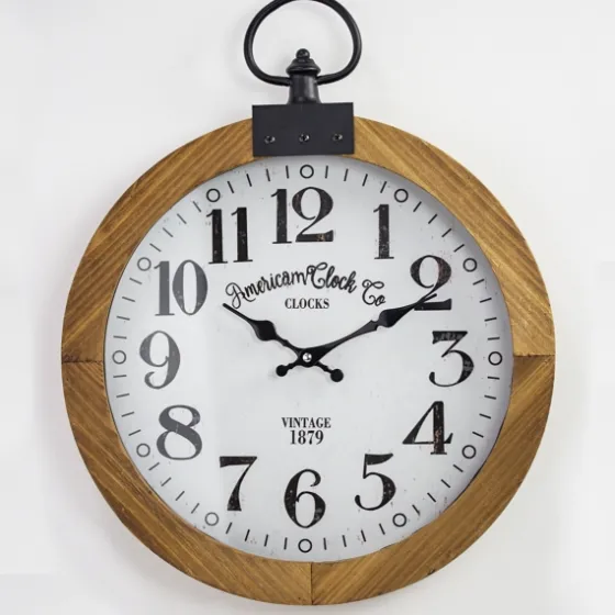 Vintage Pocket Watch Wooden Wall Clock-Kirkland's Home Discount