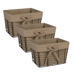 Vintage Wire Baskets With Taupe Liner, Set Of 3-Kirkland's Home Online
