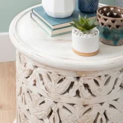 Vintage Wood Carved Birds Accent Table-Kirkland's Home Hot
