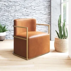 Vinyl And Gold Frame Accent Chair-Kirkland's Home Shop