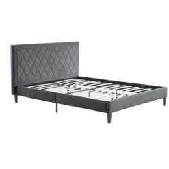 Viv Charcoal Diamond Tufted Queen Bed Frame-Kirkland's Home Outlet