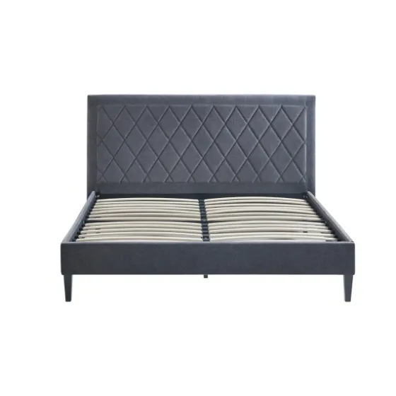 Viv Charcoal Diamond Tufted Queen Bed Frame-Kirkland's Home Outlet
