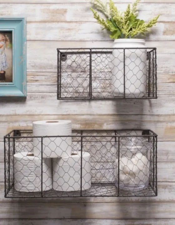 Wall Hanging Chicken Wire Baskets, Set Of 2-Kirkland's Home Online