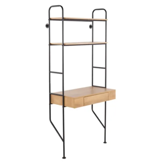 Wall-Mounted Steel And Blonde Wood Desk-Kirkland's Home Fashion