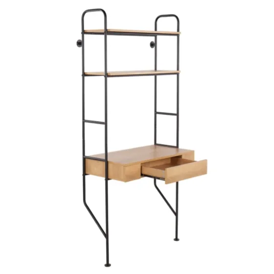 Wall-Mounted Steel And Blonde Wood Desk-Kirkland's Home Fashion