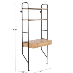Wall-Mounted Steel And Blonde Wood Desk-Kirkland's Home Fashion