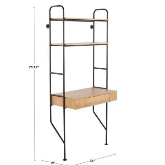 Wall-Mounted Steel And Blonde Wood Desk-Kirkland's Home Fashion