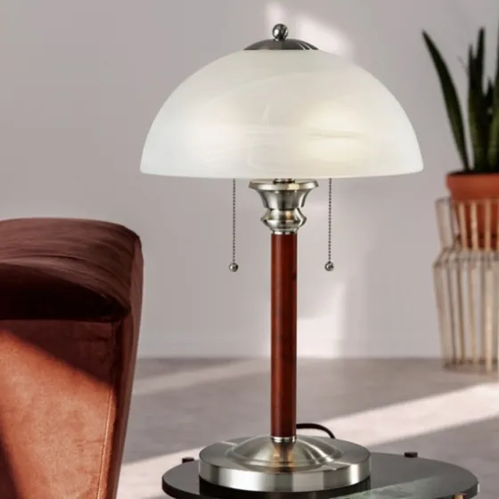Walnut Alabaster Frosted Glass Table Lamp-Kirkland's Home Fashion