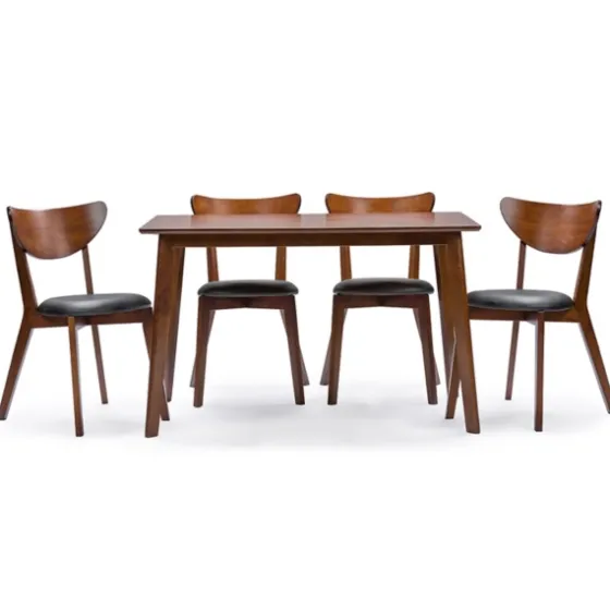 Walnut And Black Mid-Century 5-Pc. Dining Set-Kirkland's Home New