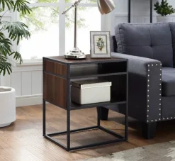 Walnut And Metal Mid-Century Modern Accent Table-Kirkland's Home Sale