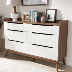 Walnut And White Mid-Century Modern Dresser-Kirkland's Home Flash Sale