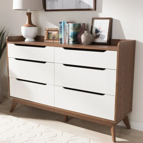 Walnut And White Mid-Century Modern Dresser-Kirkland's Home Flash Sale