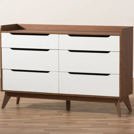 Walnut And White Mid-Century Modern Dresser-Kirkland's Home Flash Sale