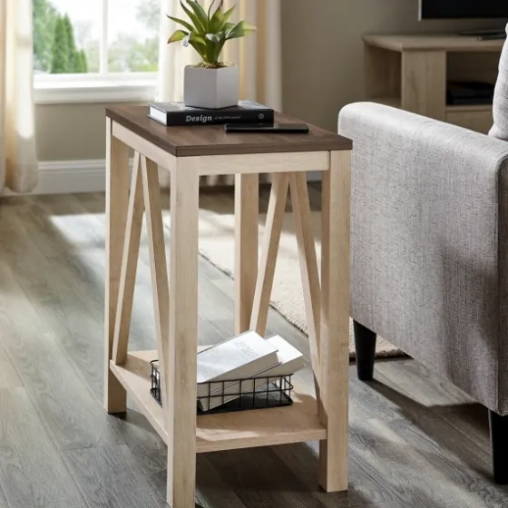 Walnut And White Oak Narrow Frame Accent Table-Kirkland's Home Online