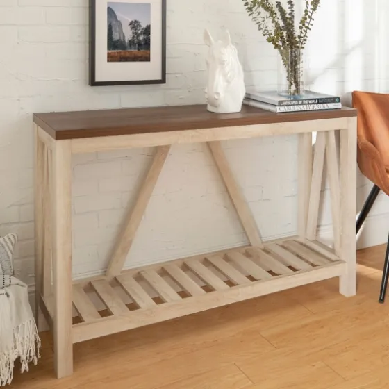 Walnut And Whitewash A-Frame Console Table-Kirkland's Home New