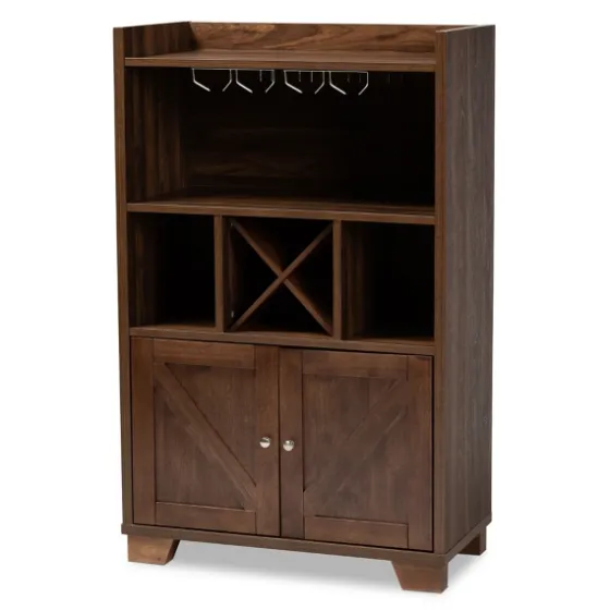 Walnut Brown Open Shelf Wine Cabinet-Kirkland's Home Discount