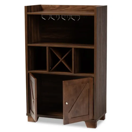 Walnut Brown Open Shelf Wine Cabinet-Kirkland's Home Discount