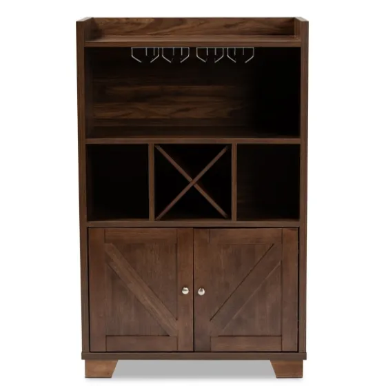 Walnut Brown Open Shelf Wine Cabinet-Kirkland's Home Discount