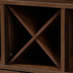 Walnut Brown Open Shelf Wine Cabinet-Kirkland's Home Discount
