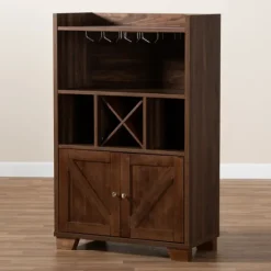 Walnut Brown Open Shelf Wine Cabinet-Kirkland's Home Discount
