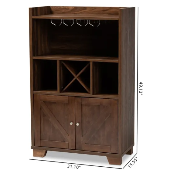Walnut Brown Open Shelf Wine Cabinet-Kirkland's Home Discount