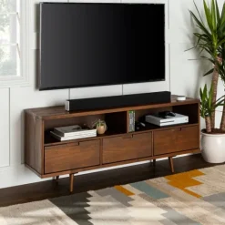 Walnut 3-Door Mid-Century Modern Tv Stand-Kirkland's Home Online