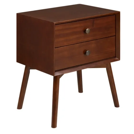Walnut 2-Drawer Mid-Century Modern Nightstand-Kirkland's Home Cheap
