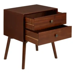 Walnut 2-Drawer Mid-Century Modern Nightstand-Kirkland's Home Cheap