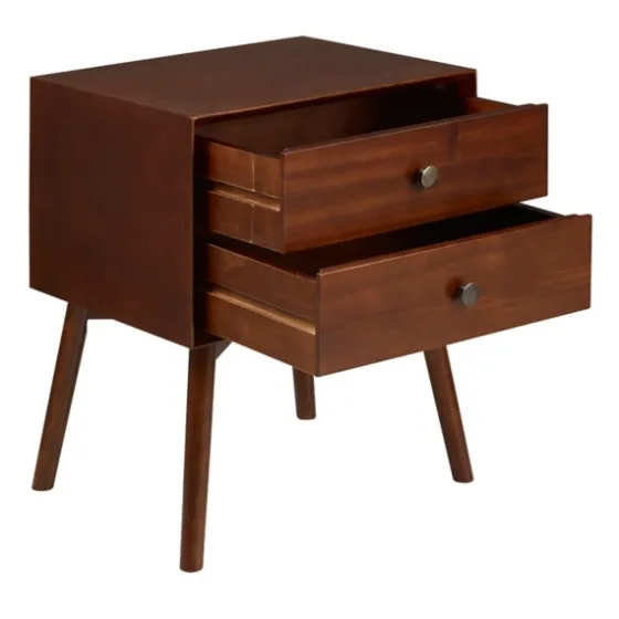 Walnut 2-Drawer Mid-Century Modern Nightstand-Kirkland's Home Cheap