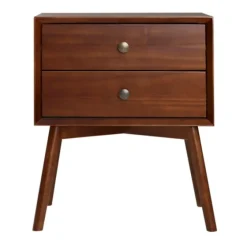 Walnut 2-Drawer Mid-Century Modern Nightstand-Kirkland's Home Cheap